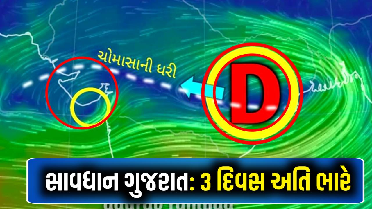સાવધાન ગુજરાત:રેડ એલર્ટ જાહેર, લો પ્રેશર બન્યું મજબૂત; જાણો ક્યાં ક્યાં જીલ્લામાં?